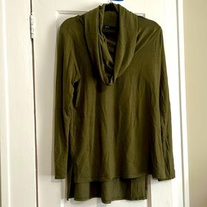 Gibson Look Convertible Neckline Cozy Fleece Tunic in Army Green - Size Medium
